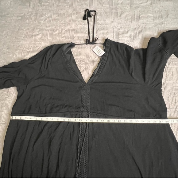 TORRID Black Gauze Long Sleeve Skater Dress Bell Sleeve Tie Back Plus Size 4X 4 - Picture 10 of 14